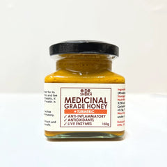 DrSheikh Medicinal Grade Honey plus TURMERIC (Curcumin) 150g Glass Jar.