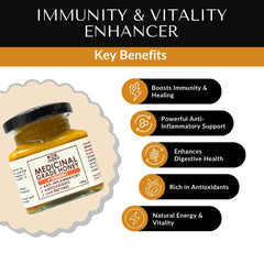 DrSheikh Medicinal Grade Honey plus TURMERIC (Curcumin) 150g Glass Jar.