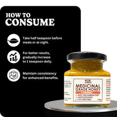 DrSheikh Medicinal Grade Honey plus TURMERIC (Curcumin) 150g Glass Jar.