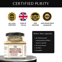 DrSheikh Medicinal Grade Honey plus Ashwagandha. 150g Glass Jar.
