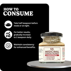 DrSheikh Medicinal Grade Honey plus Ashwagandha. 150g Glass Jar.